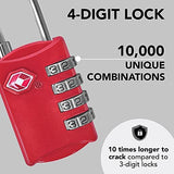 Desired Tools TSA Locks for Luggage, 2 - Pc Durable Steel Padlock, Keyless Easy to Read 4 - Digit Combination Lock for Backpacks, Travel Suitcases, Toolbox, Filing Cabinets, Baggage & Gym Locker, Red