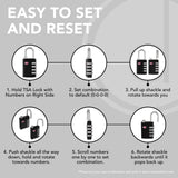 Desired Tools TSA Locks for Luggage, 2 - Pc Durable Steel Padlock, Keyless Easy to Read 4 - Digit Combination Lock for Backpacks, Travel Suitcases, Toolbox, Filing Cabinets, Baggage & Gym Locker, Black