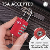 Desired Tools TSA Locks for Luggage, 2 - Pc Durable Steel Padlock, Keyless Easy to Read 4 - Digit Combination Lock for Backpacks, Travel Suitcases, Toolbox, Filing Cabinets, Baggage & Gym Locker, Red