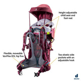 Deuter Kid Comfort Child Carrier and Backpack for Travel & Hiking with Toddlers - Maron