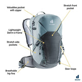 Deuter Speed Lite 23L SL Women’s Fit Hiking Backpack - Shale - Graphite