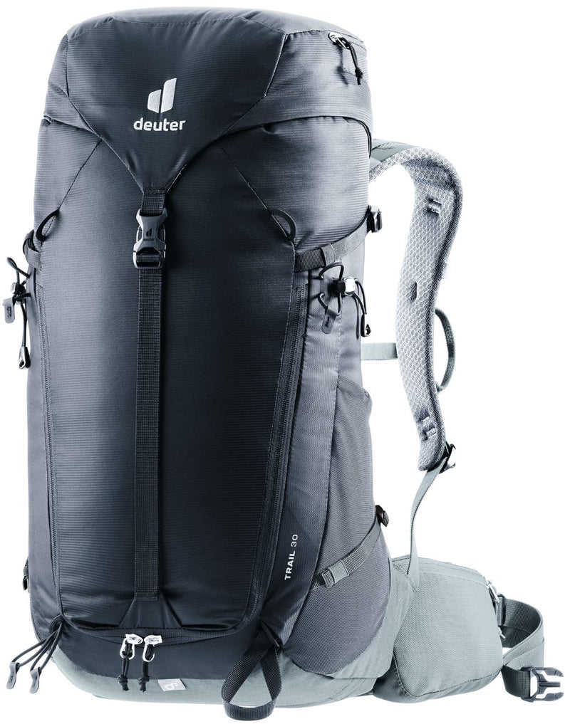 Deuter Trail 30L Backpack for Biking, Hiking & Trekking with Narrow Fit, U - Frame & Superior Breathability - Black - Shale