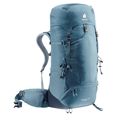 Deuter Unisex Aircontact Lite 50 + 10 L, Lightweight Backpacking & Hiking Backpack for Men & Women, 50 + 10 Liters - Atlantic - Ink