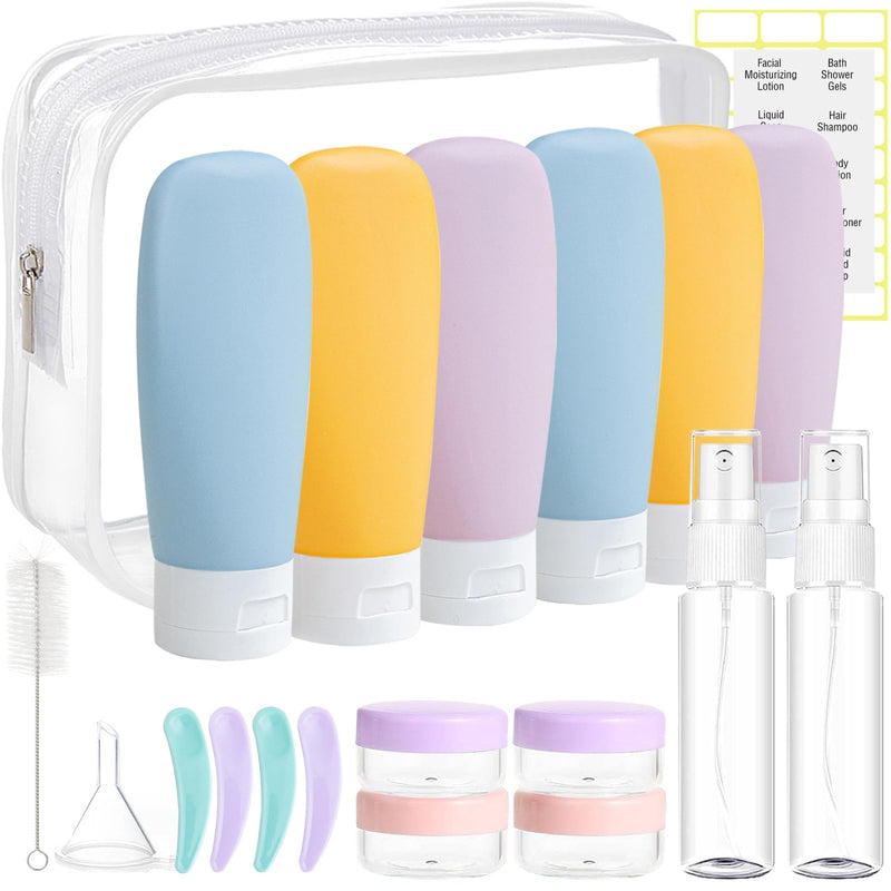 DEWSENSI 20 Pack Travel Bottles Set for Toiletries TSA Approved, Leak Proof Travel Size Containers Kit Portable Refillable Travel Accessories for Shampoo Conditioner Lotion Liquids (Multi - color)