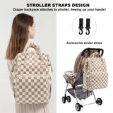Dezcrab Baby Diaper Bag Backpack for Mom, Large Capacity Travel Nappy Bag for Boys & Girls with Stroller Straps (Corduroy Checkered Brown)