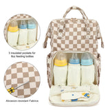 Dezcrab Baby Diaper Bag Backpack for Mom, Large Capacity Travel Nappy Bag for Boys & Girls with Stroller Straps (Corduroy Checkered Brown)
