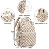 Dezcrab Baby Diaper Bag Backpack for Mom, Large Capacity Travel Nappy Bag for Boys & Girls with Stroller Straps (Corduroy Checkered Brown)