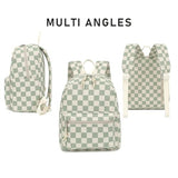 Dezcrab Corduroy Mini Backpack Purse Fashion Small Backpack Casual Daypack for Women Girls School Travel (Checkered Green)