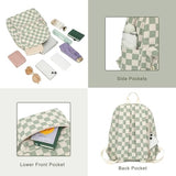 Dezcrab Corduroy Mini Backpack Purse Fashion Small Backpack Casual Daypack for Women Girls School Travel (Checkered Green)