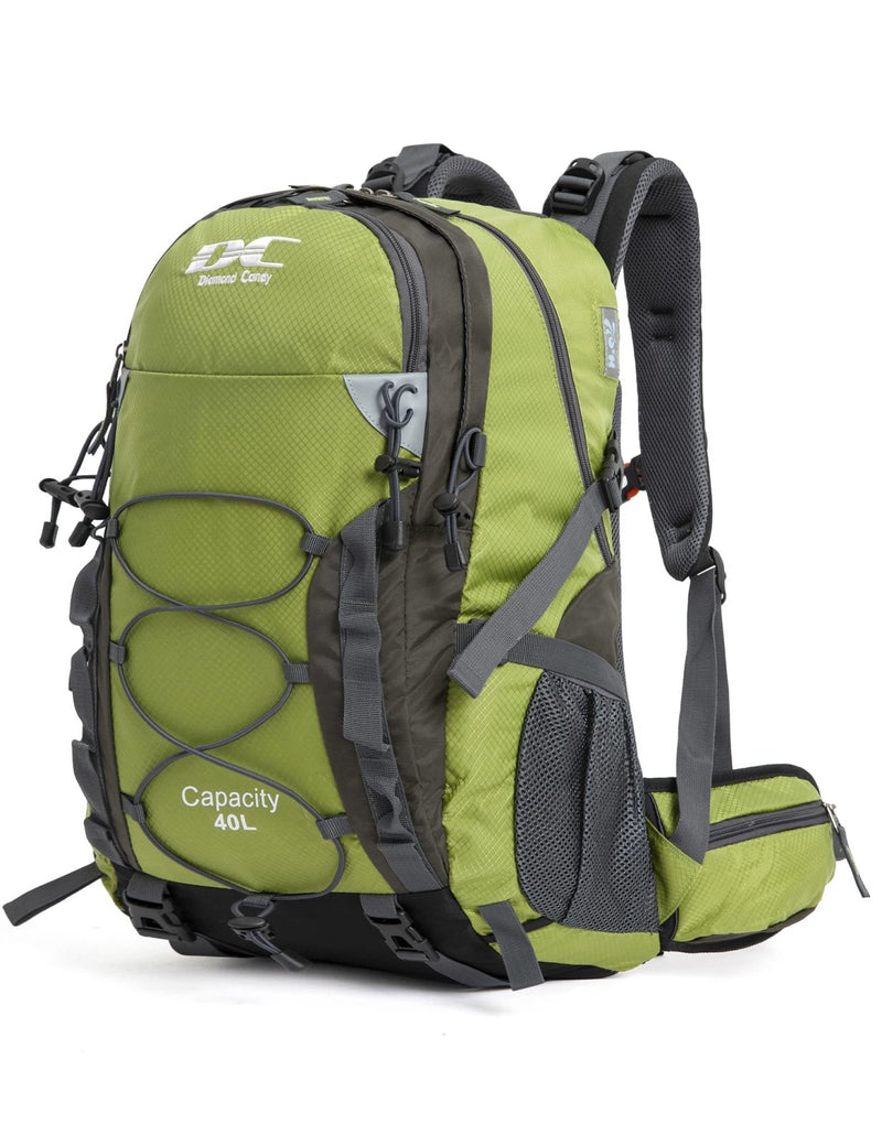 Diamond Candy Waterproof Hiking Backpack for Men and Women, Lightweight Day Pack for Travel Camping, ArmyGreen, 40L