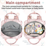 Diaper Bag Backpack, Baby Girl Diaper Bag for Mom, Large Pink Floral Diaper Bag Backpack for Girls, Waterproof Mom Backpack for Work Travel Holiday with Insulated Pockets and Stroller Straps