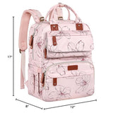 Diaper Bag Backpack, Baby Girl Diaper Bag for Mom, Large Pink Floral Diaper Bag Backpack for Girls, Waterproof Mom Backpack for Work Travel Holiday with Insulated Pockets and Stroller Straps