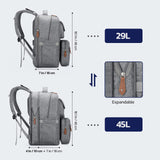 Diaper Bag Backpack,29L - 45L Expandable Large Baby Bag for 2 Kids/Twins, with Removable Cross Body Bottle Bag for Mom/Dad,Stylish Nappy Bag Gift for Boys/Girl - Mothers Day Gifts - Elegant Grey