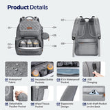 Diaper Bag Backpack,29L - 45L Expandable Large Baby Bag for 2 Kids/Twins, with Removable Cross Body Bottle Bag for Mom/Dad,Stylish Nappy Bag Gift for Boys/Girl - Mothers Day Gifts - Elegant Grey