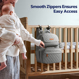Diaper Bag Backpack,29L - 45L Expandable Large Baby Bag for 2 Kids/Twins, with Removable Cross Body Bottle Bag for Mom/Dad,Stylish Nappy Bag Gift for Boys/Girl - Mothers Day Gifts - Elegant Grey