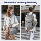 Diaper Bag Backpack,29L - 45L Expandable Large Baby Bag for 2 Kids/Twins, with Removable Cross Body Bottle Bag for Mom/Dad,Stylish Nappy Bag Gift for Boys/Girl - Mothers Day Gifts - Elegant Grey