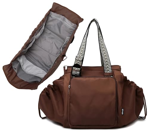 Diaper Bag Tote for Women, Large Capacity Multipurpose Tote with 16 Compartments, Convertible Backpack & Shoulder Bag for Work, Commute, Short Travel & Car Organizer (Chocolate Brown)