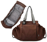 Diaper Bag Tote for Women, Large Capacity Multipurpose Tote with 16 Compartments, Convertible Backpack & Shoulder Bag for Work, Commute, Short Travel & Car Organizer (Chocolate Brown)