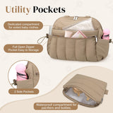 Diaper Bag Tote, Puffer Diaper Tote Bags Crossbody Hospital Bag Travel Large Mommy Bag, with Small Pacifier Case (Camel)