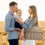 Diaper Bag Tote, Puffer Diaper Tote Bags Crossbody Hospital Bag Travel Large Mommy Bag, with Small Pacifier Case (Camel)