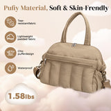Diaper Bag Tote, Puffer Diaper Tote Bags Crossbody Hospital Bag Travel Large Mommy Bag, with Small Pacifier Case (Camel)