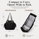 Diaper Bag Tote with 16 Compartments, Convertible Travel Bag with Trolley Sleeve, Hanging Car Seat Organizer, Multi-functional Work Tote, 3-in-1 Shoulder Bag for Teacher Nurse (Midnight Black)