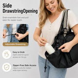 Diaper Bag Tote with 16 Compartments, Convertible Travel Bag with Trolley Sleeve, Hanging Car Seat Organizer, Multi-functional Work Tote, 3-in-1 Shoulder Bag for Teacher Nurse (Midnight Black)