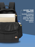 Dickies Journeyman Backpack with Classic Logo, Water Resistant Casual Daypack for Travel Work，Fits 15.6 Inch Notebook (Black)