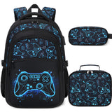 DIGOBAY Boys Backpack for School, 3PCS Cool Luminous Gamer Backpack for Boys with Lunch Box Pencil Case, Kids Backpacks Bookbag for Teen Boy Elementary Middle High School with USB Charging Port