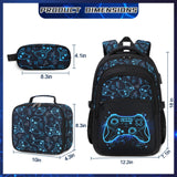 DIGOBAY Boys Backpack for School, 3PCS Cool Luminous Gamer Backpack for Boys with Lunch Box Pencil Case, Kids Backpacks Bookbag for Teen Boy Elementary Middle High School with USB Charging Port