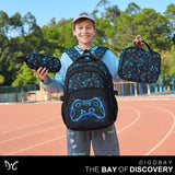 DIGOBAY Boys Backpack for School, 3PCS Cool Luminous Gamer Backpack for Boys with Lunch Box Pencil Case, Kids Backpacks Bookbag for Teen Boy Elementary Middle High School with USB Charging Port