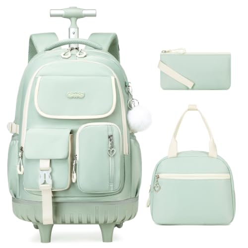 DIGOBAY Rolling Backpack for Girls, Girls Roller Backpack with Lunch Bag and Pencil Case, School Bookbag with Wheels for Elementary | Backpacks4Less