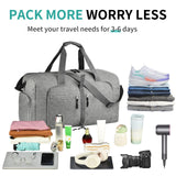 Dimayar 65L Travel Duffle Bag for Men Women - Foldable Duffel Bag with Shoes Compartment - Overnight Bags Waterproof & Tear Resistant(Gray)