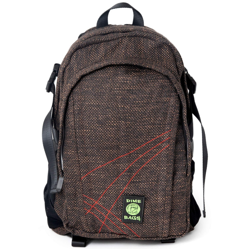 DIME BAGS Backpack For Travel & School, Durable Hempster Material, 9 Storage Compartments & 2 Side Bottle Pockets, Fits 17” Laptop, Adjustable Padded Straps, Hidden Internal Pocket (Earth)