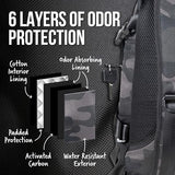 Dime Bags Odor Blocking Backpack with Lock, Water-Resistant, Anti Theft Bag, Lockable Travel Backpack with Padded Shoulder Straps, Spill Proof Zippers, Transporter (Black)
