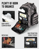 Dinictis Dad Diaper Bag, Mens Diaper Bag Backpack with Diaper Changing Mat, Military Diaper Backpack with Molle Webbing, Waterproof Pouch, Baby Wipes pocket, Insulated Bottle Pockets - Black Camo