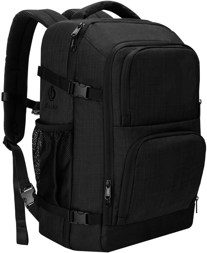 Dinictis Travel Backpack Carry on Flight Approved, Backpack Suitcase for Travel, Personal Item Travel Bag fits 17 inch Laptop - Black