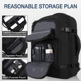 Dinictis Travel Backpack Carry on Flight Approved, Backpack Suitcase for Travel, Personal Item Travel Bag fits 17 inch Laptop - Black