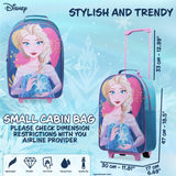 Disney Kids Rolling Luggage 16×11 in, 16‑L Carry‑On Suitcase with Wheels, Foldable Lightweight Travel Bag, Gifts for Kids (Blue Elsa)