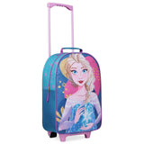 Disney Kids Rolling Luggage 16×11 in, 16‑L Carry‑On Suitcase with Wheels, Foldable Lightweight Travel Bag, Gifts for Kids (Blue Elsa)