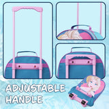 Disney Kids Rolling Luggage 16×11 in, 16‑L Carry‑On Suitcase with Wheels, Foldable Lightweight Travel Bag, Gifts for Kids (Blue Elsa)