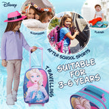 Disney Kids Rolling Luggage 16×11 in, 16‑L Carry‑On Suitcase with Wheels, Foldable Lightweight Travel Bag, Gifts for Kids (Blue Elsa)