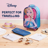 Disney Kids Rolling Luggage 16×11 in, 16‑L Carry‑On Suitcase with Wheels, Foldable Lightweight Travel Bag, Gifts for Kids (Blue Elsa)
