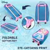 Disney Kids Rolling Luggage 16×11 in, 16‑L Carry‑On Suitcase with Wheels, Foldable Lightweight Travel Bag, Gifts for Kids (Blue Elsa)