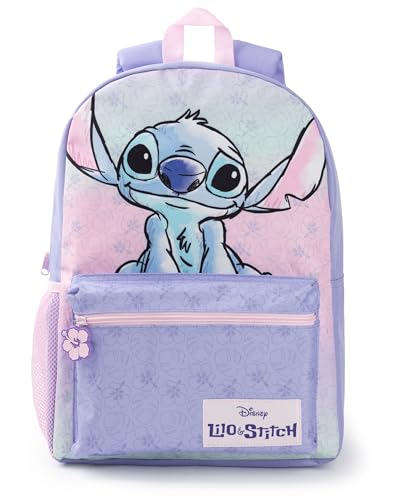Disney Lilo & Stitch Girls Purple Pink Backpack Rucksack Adjustable Straps Durable Polyester School Bag Kids Sports Luggage
