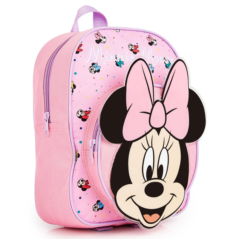 Disney Mini Backpack for Girls Toddlers 12x9” Preschool Backpack for Daycare Travel School Supplies Gifts for Girls (Pink Minnie 3D)