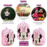 Disney Mini Backpack for Girls Toddlers 12x9” Preschool Backpack for Daycare Travel School Supplies Gifts for Girls (Pink Minnie 3D)