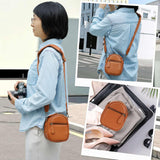 Divvia 2L Small Camera Sling Bag for Women and Men, Waterproof PU Leather Crossbody Bag for Small Mirrorless Cameras, Shockproof Travel Case（Not for Large DSLR） Brown