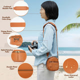Divvia 2L Small Camera Sling Bag for Women and Men, Waterproof PU Leather Crossbody Bag for Small Mirrorless Cameras, Shockproof Travel Case（Not for Large DSLR） Brown