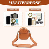 Divvia 2L Small Camera Sling Bag for Women and Men, Waterproof PU Leather Crossbody Bag for Small Mirrorless Cameras, Shockproof Travel Case（Not for Large DSLR） Brown